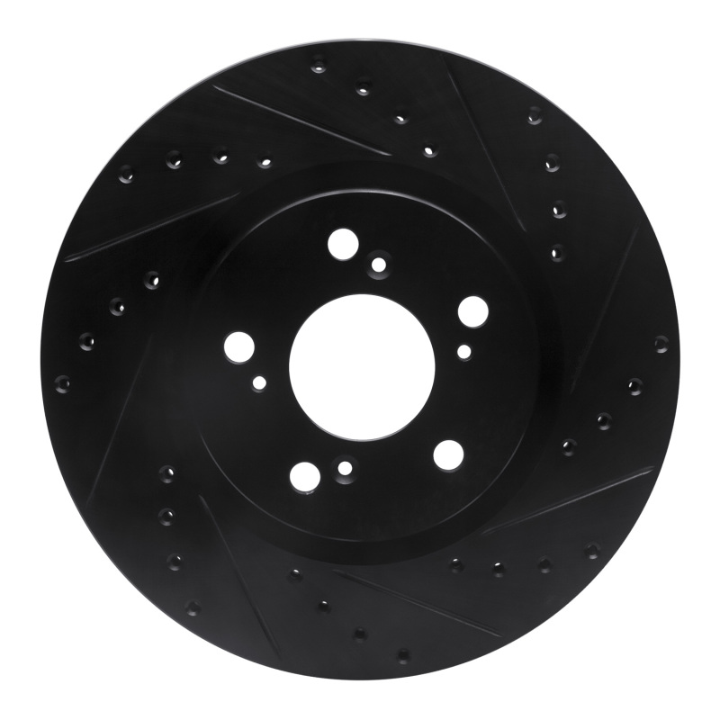 R1 05-12 Acura RL Front Right Drilled & Slotted Black Brake Rotor - 633-58021R