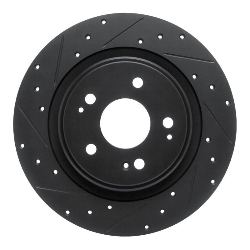 R1 17-20 Acura MDX Rear Left Drilled & Slotted Black Brake Rotor - 633-58030L