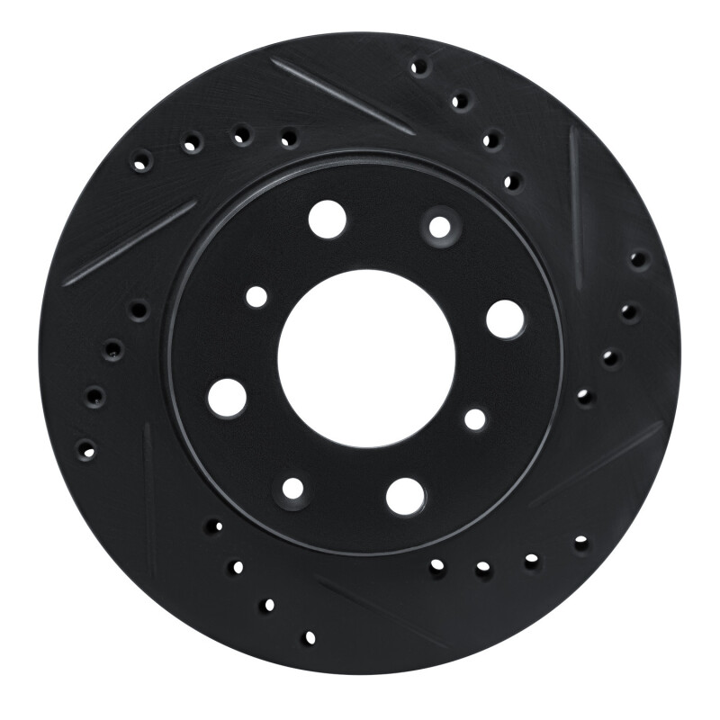 R1 83-87 Honda Prelude Front Right Drilled & Slotted Black Brake Rotor - 633-59003R