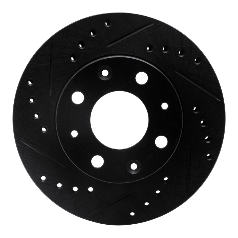 R1 84-06 Honda Civic Hatchback Front Left Drilled & Slotted Black Brake Rotor - 633-59005L