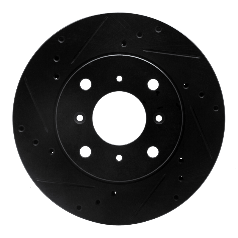 R1 92-96 Honda Prelude Front Left Drilled & Slotted Black Brake Rotor - 633-59021L