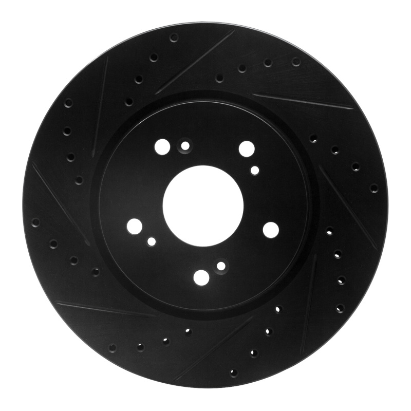 R1 07-16 Acura RDX Front Left Drilled & Slotted Black Brake Rotor - 633-59055L