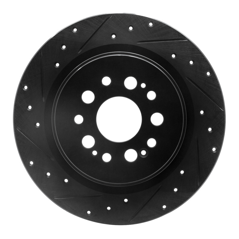 R1 17-25 Acura RDX Rear Left Drilled & Slotted Black Brake Rotor - 633-59070L