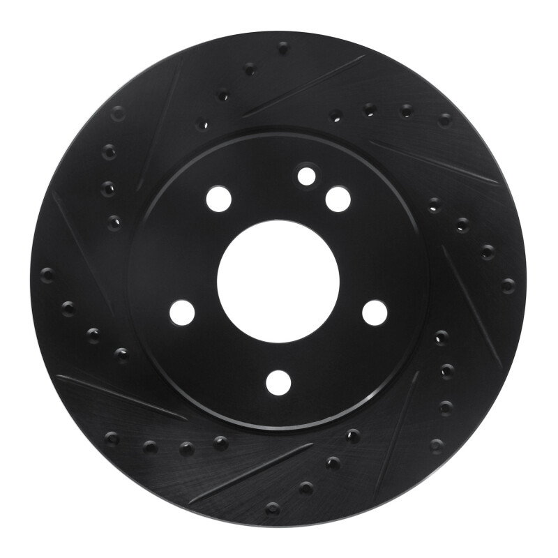 R1 94-97 Mercedes-Benz C280 Front Left Drilled & Slotted Black Brake Rotor - 633-63000L