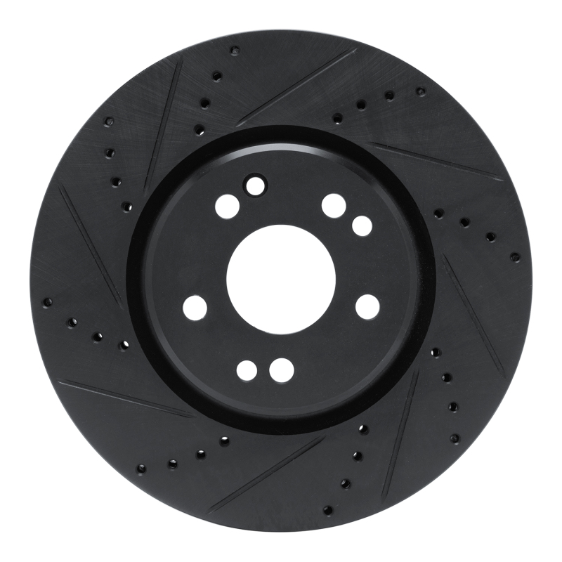 R1 94-02 Mercedes-Benz SL500 Right Front Drilled & Slotted Black Brake Rotor - 633-63028D