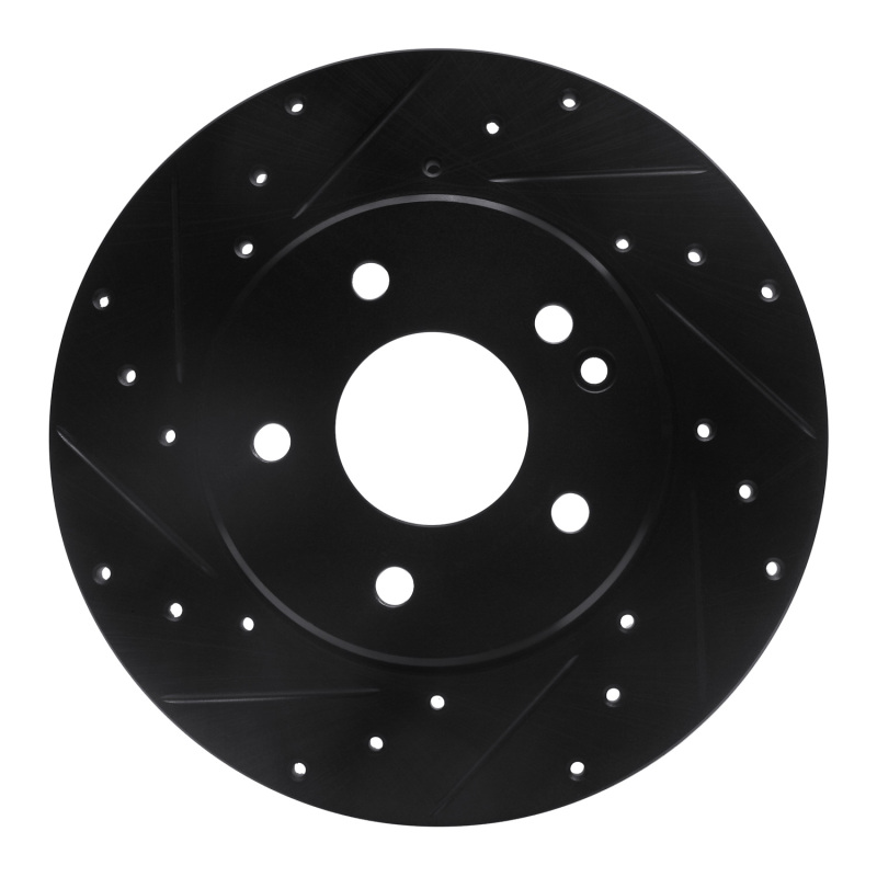 R1 97-98 Mercedes-Benz C230 Front Left Drilled & Slotted Black Brake Rotor - 633-63036L