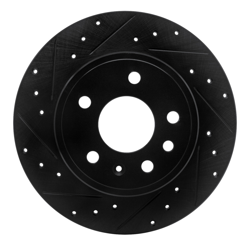 R1 97-08 Chevrolet ASTRA (Mexico) Rear Left Drilled & Slotted Black Brake Rotor - 633-65010L