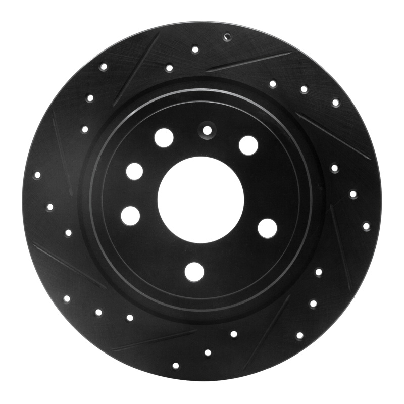 R1 99-10 Saab 9-5 Rear Left Drilled & Slotted Black Brake Rotor - 633-65012L