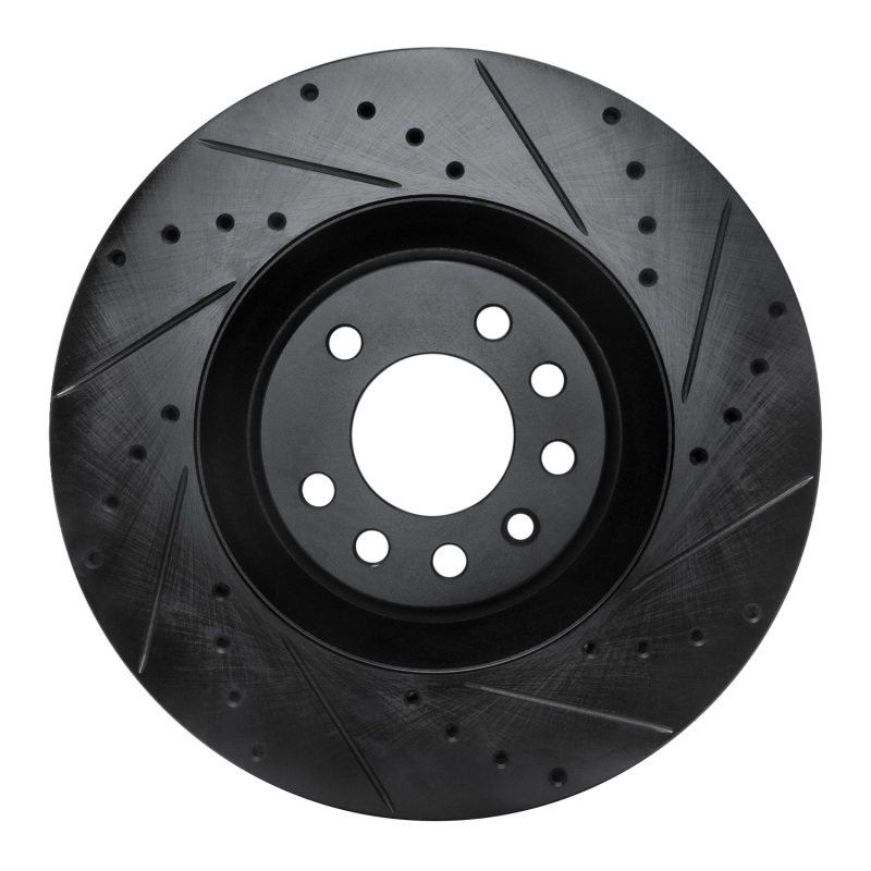 R1 08-11 Saab 9-3 Front Right Drilled & Slotted Black Brake Rotor - 633-65021R