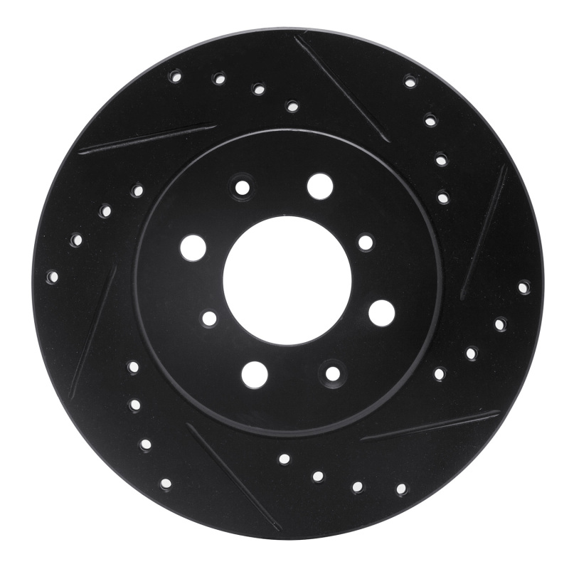 R1 91-94 Nissan Sentra Front Right Drilled & Slotted Black Brake Rotor - 633-67041R