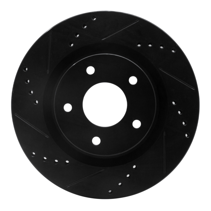 R1 07-13 Nissan Altima Front Left Drilled & Slotted Black Brake Rotor - 633-67057L