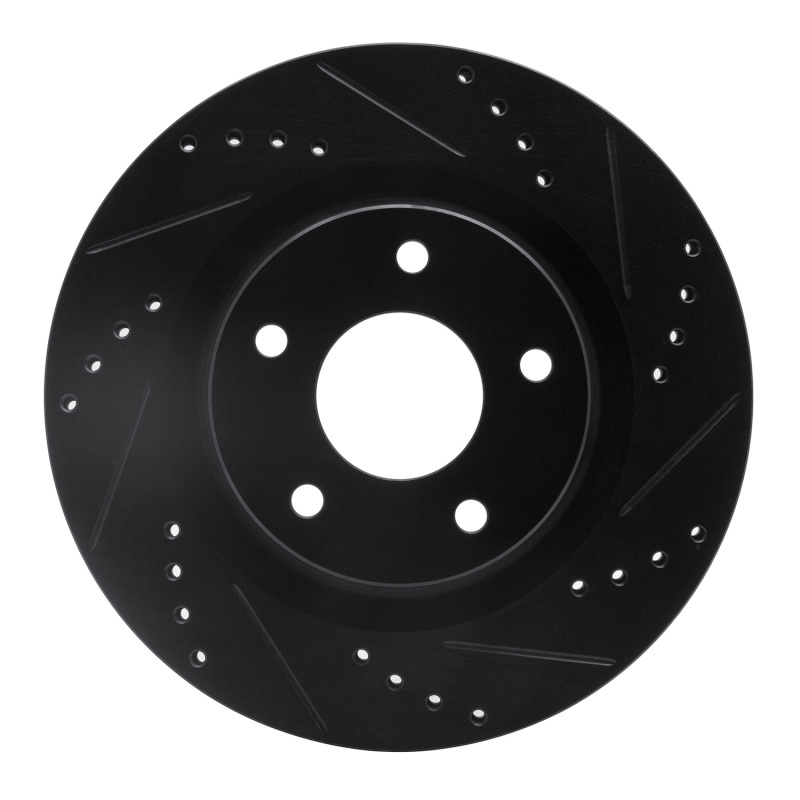 R1 07-13 Nissan Altima Front Right Drilled & Slotted Black Brake Rotor - 633-67057R
