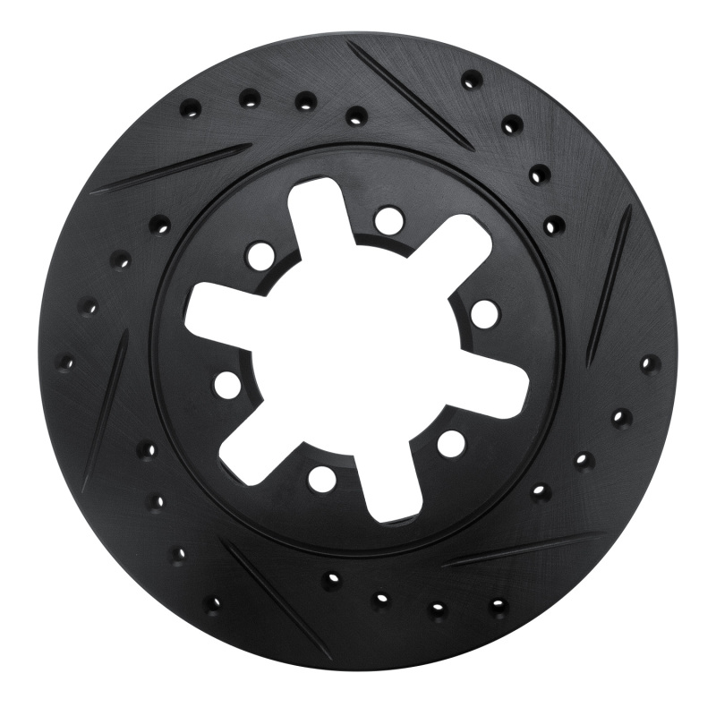R1 82-85 Nissan 720 Datsun Front Right Drilled & Slotted Black Brake Rotor - 633-67077R