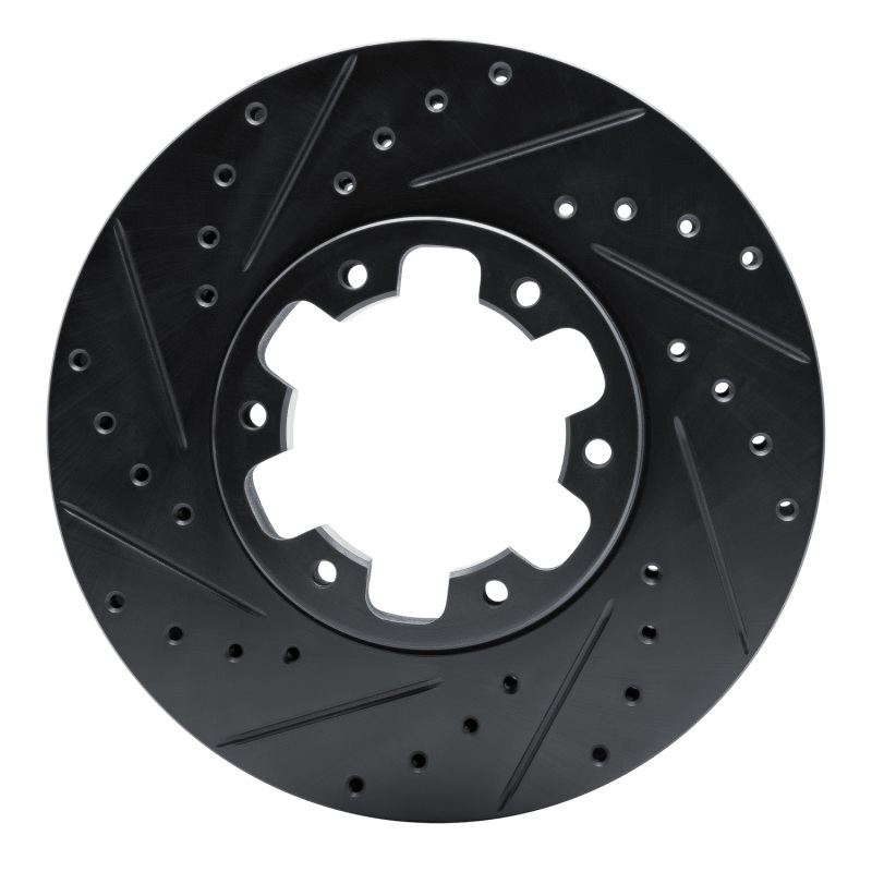 R1 96-04 Infiniti QX4 Front Left Drilled & Slotted Black Brake Rotor - 633-67084L