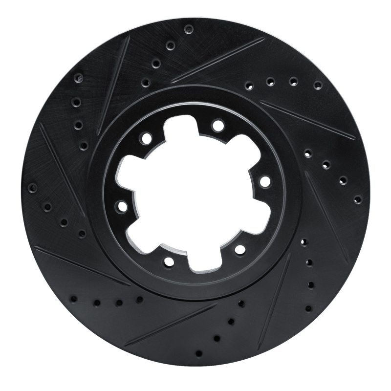 R1 98-04 Infiniti QX4 Front Left Drilled & Slotted Black Brake Rotor - 633-67086L