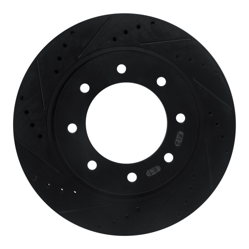 R1 12-21 Nissan NV1500 Front Left Drilled & Slotted Black Brake Rotor - 633-67102L