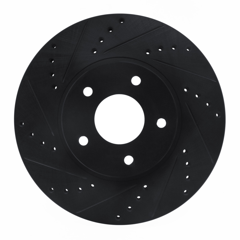 R1 97-01 Infiniti Q45 Front Left Drilled & Slotted Black Brake Rotor - 633-68005L