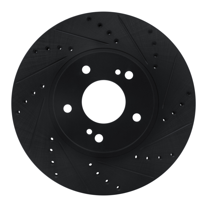 R1 97-01 Infiniti Q45 Front Right Drilled & Slotted Black Brake Rotor - 633-68005R