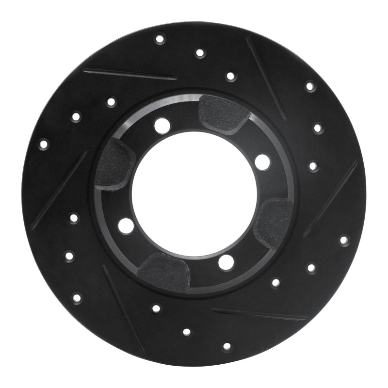 R1 85-91 Dodge COLT Front Right Drilled & Slotted Black Brake Rotor - 633-72002R