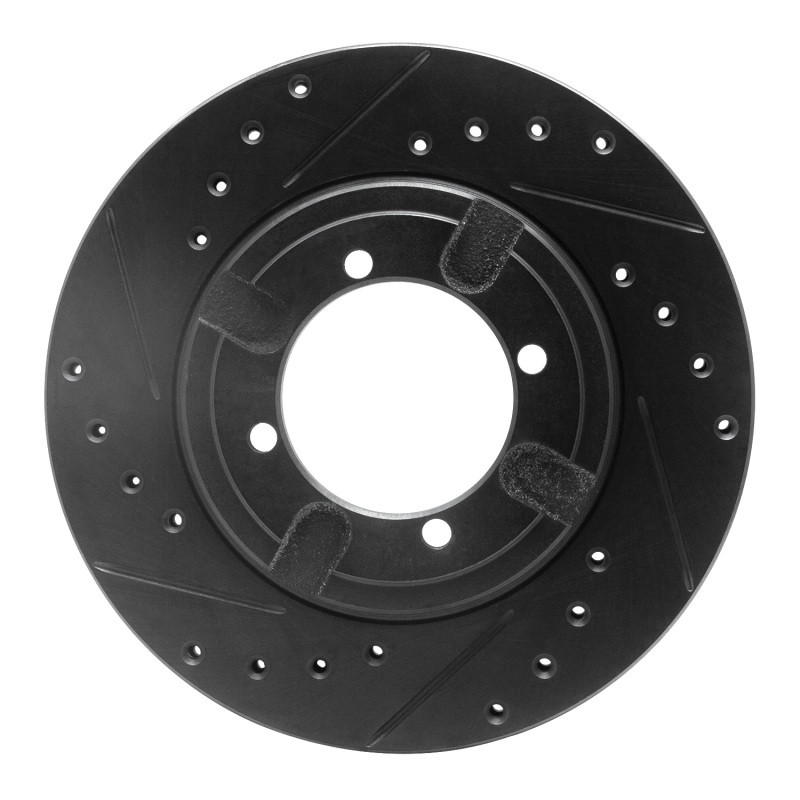 R1 84-90 Dodge COLT Front Left Drilled & Slotted Black Brake Rotor - 633-72009L
