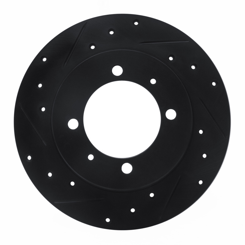 R1 88-93 Dodge 2000 GTX Rear Left Drilled & Slotted Black Brake Rotor - 633-72011L