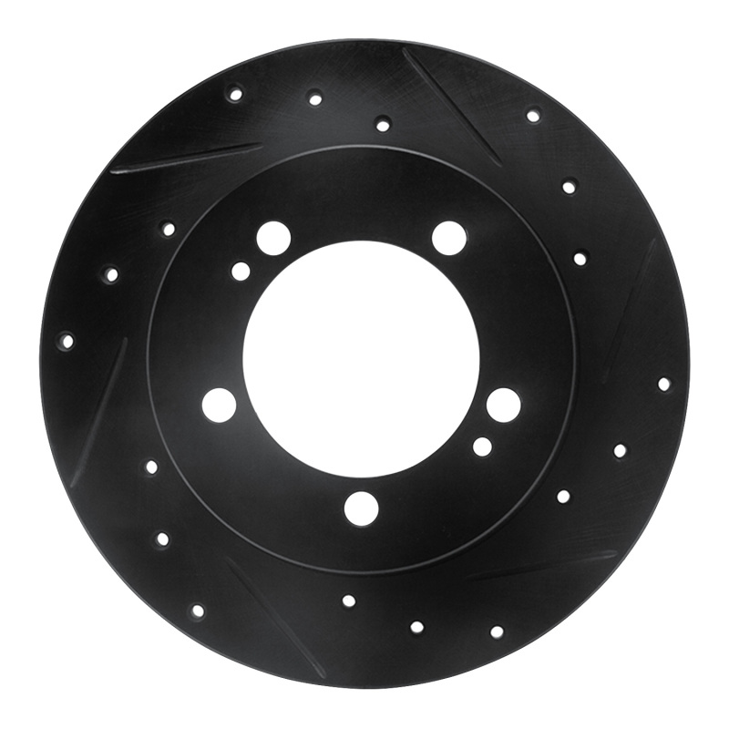 R1 90-94 Eagle TALON Rear Right Drilled & Slotted Black Brake Rotor - 633-72012R