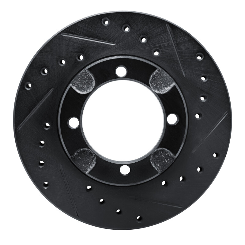 R1 91-92 Dodge COLT Front Right Drilled & Slotted Black Brake Rotor - 633-72013R