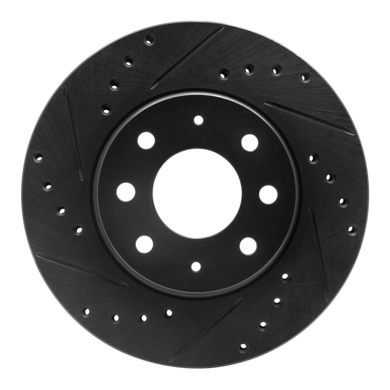 R1 90-93 Mitsubishi Galant Front Left Drilled & Slotted Black Brake Rotor - 633-72018L