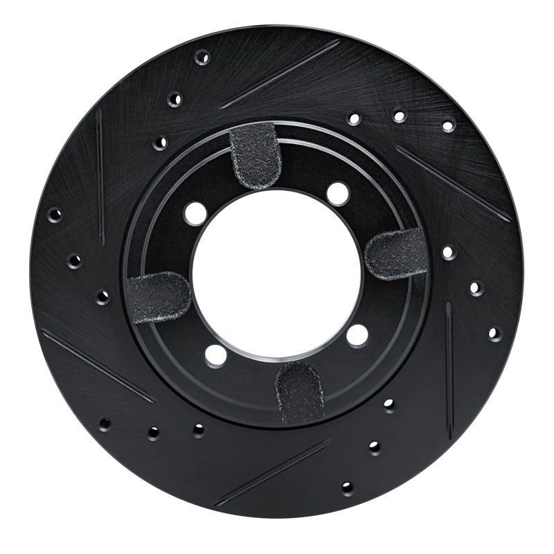 R1 91-92 Mitsubishi Mirage Front Left Drilled & Slotted Black Brake Rotor - 633-72020L