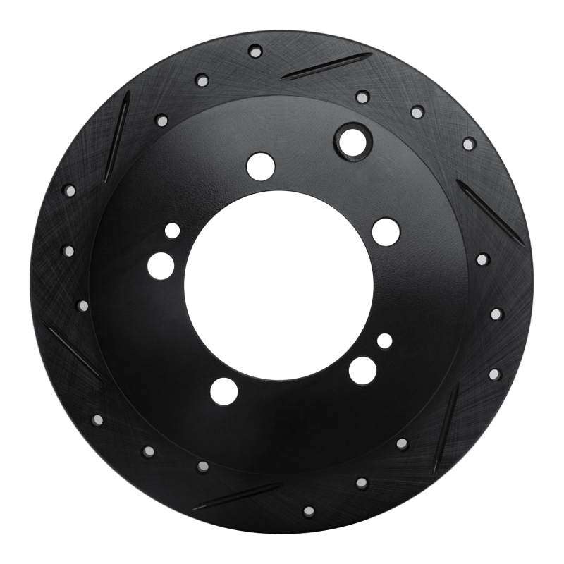 R1 94-07 Chrysler SEBRING Rear Left Drilled & Slotted Black Brake Rotor - 633-72028L