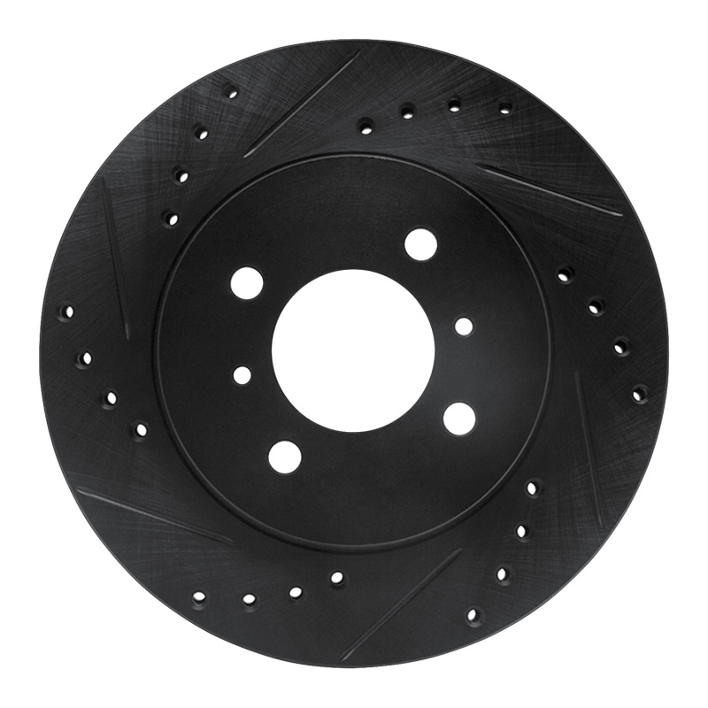 R1 98-07 Mitsubishi Mirage Front Left Drilled & Slotted Black Brake Rotor - 633-72033L