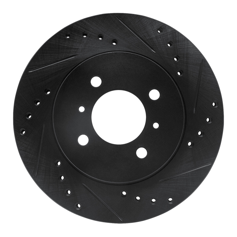 R1 98-07 Mitsubishi Lancer Front Right Drilled & Slotted Black Brake Rotor - 633-72033R