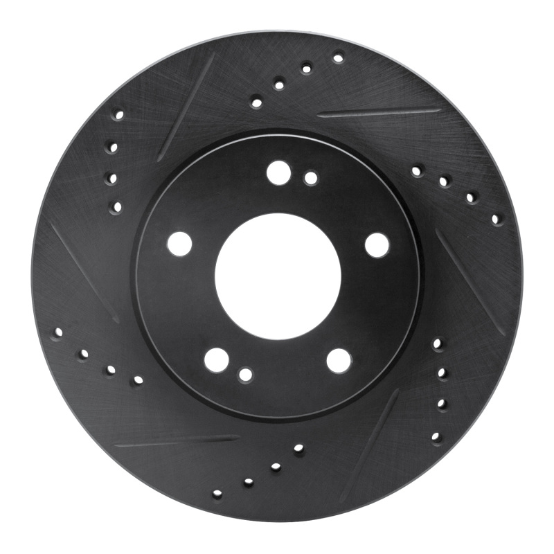 R1 00-24 Chrysler SEBRING Front Left Drilled & Slotted Black Brake Rotor - 633-72034L