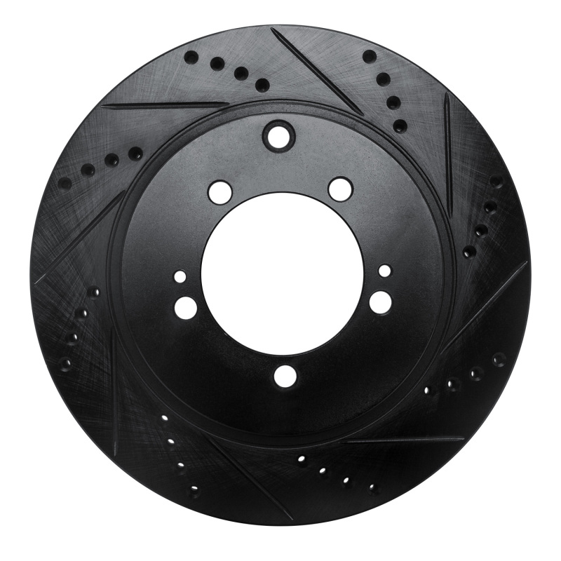 R1 03-06 Mitsubishi Lancer Rear Right Drilled & Slotted Black Brake Rotor - 633-72036R