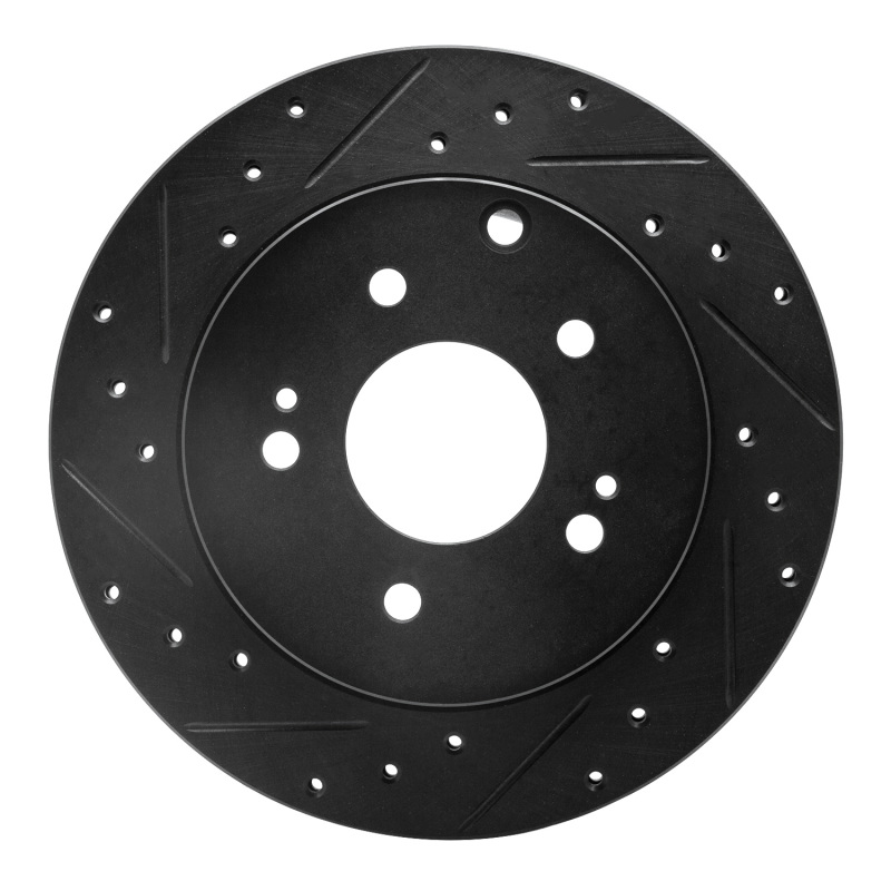 R1 06-12 Mitsubishi Eclipse Rear Left Drilled & Slotted Black Brake Rotor - 633-72040L