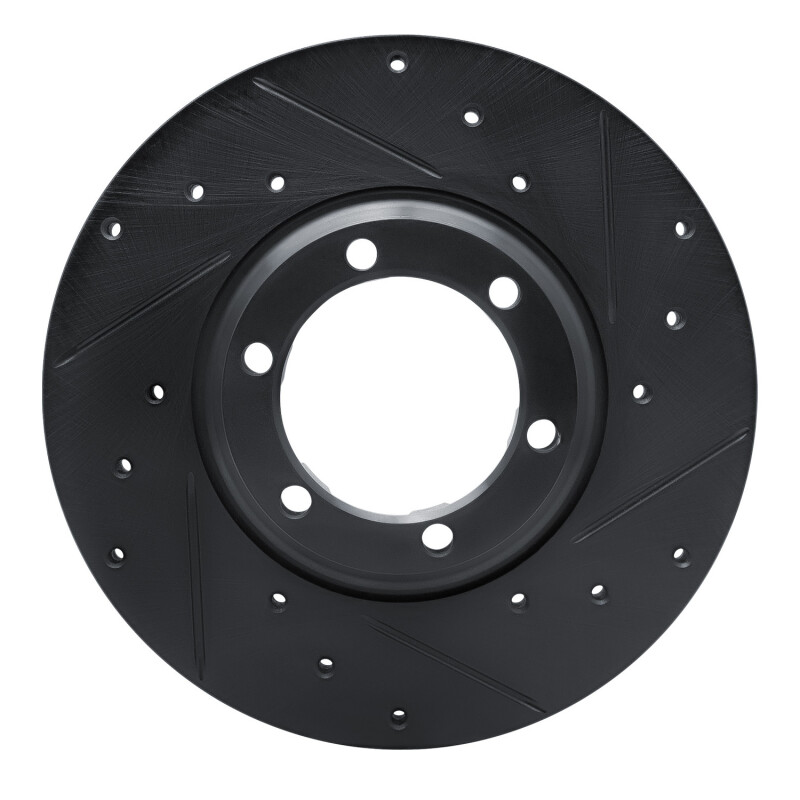 R1 79-86 Dodge Ram 50 Front Right Drilled & Slotted Black Brake Rotor - 633-72047R