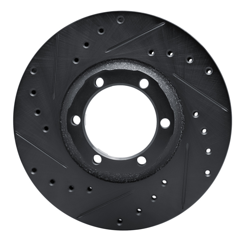 R1 86-96 Dodge Ram 50 Front Left Drilled & Slotted Black Brake Rotor - 633-72049L