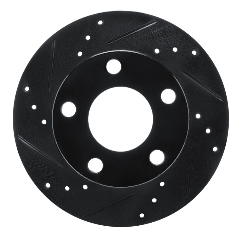 R1 80-91 Audi 5000S Rear Left Drilled & Slotted Black Brake Rotor - 633-73002L