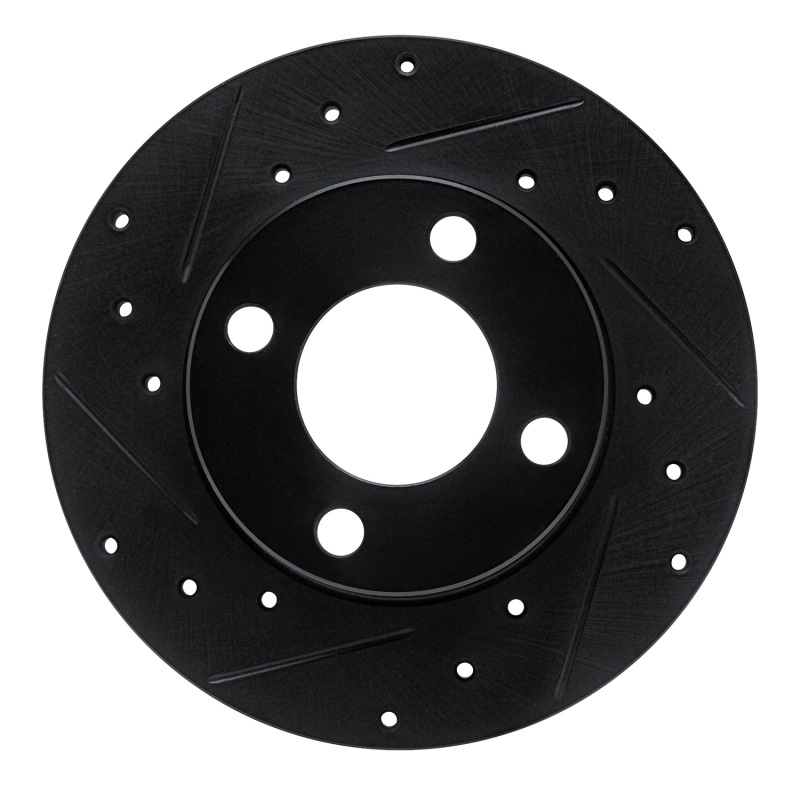 R1 78-85 Audi 5000 Front Left Drilled & Slotted Black Brake Rotor - 633-73003L