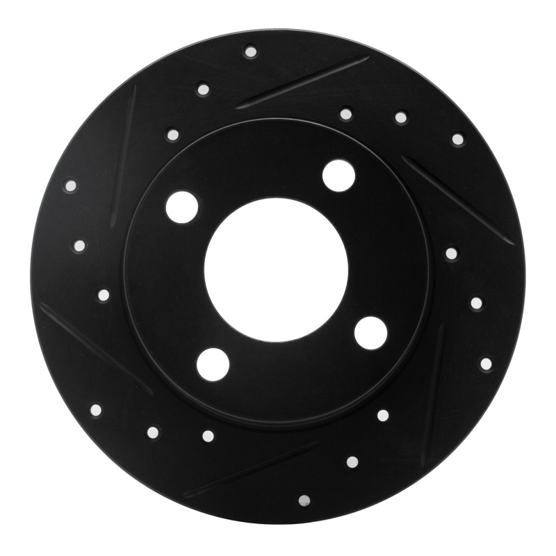 R1 82-98 Audi Cabriolet Rear Left Drilled & Slotted Black Brake Rotor - 633-73007L