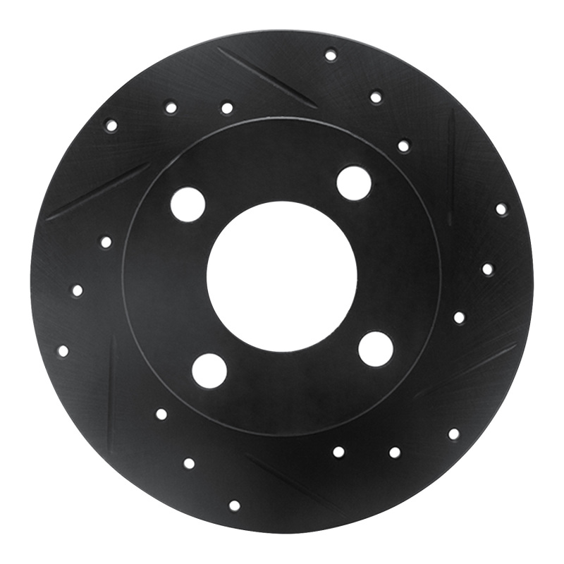 R1 89-91 Audi 100 Rear Right Drilled & Slotted Black Brake Rotor - 633-73012R