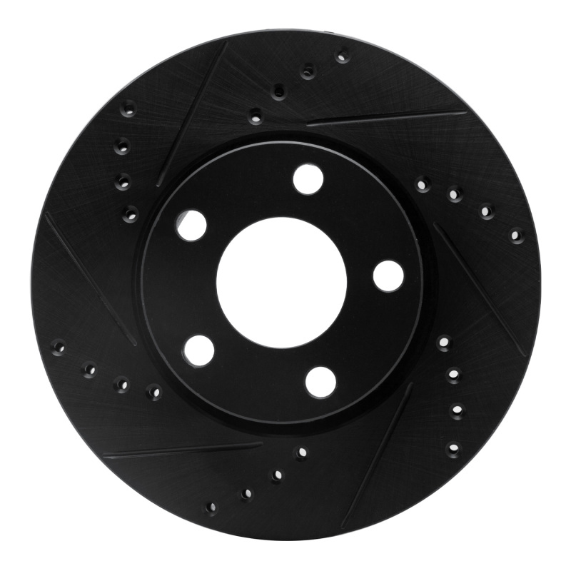 R1 90-97 Audi S6 Front Left Drilled & Slotted Black Brake Rotor - 633-73014L