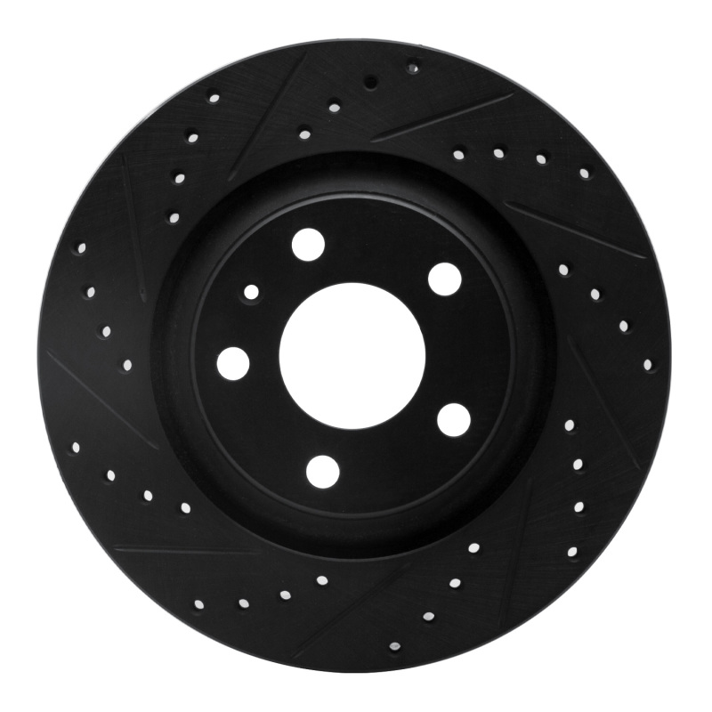 R1 04-09 Audi S4 Rear Left Drilled & Slotted Black Brake Rotor - 633-73032L