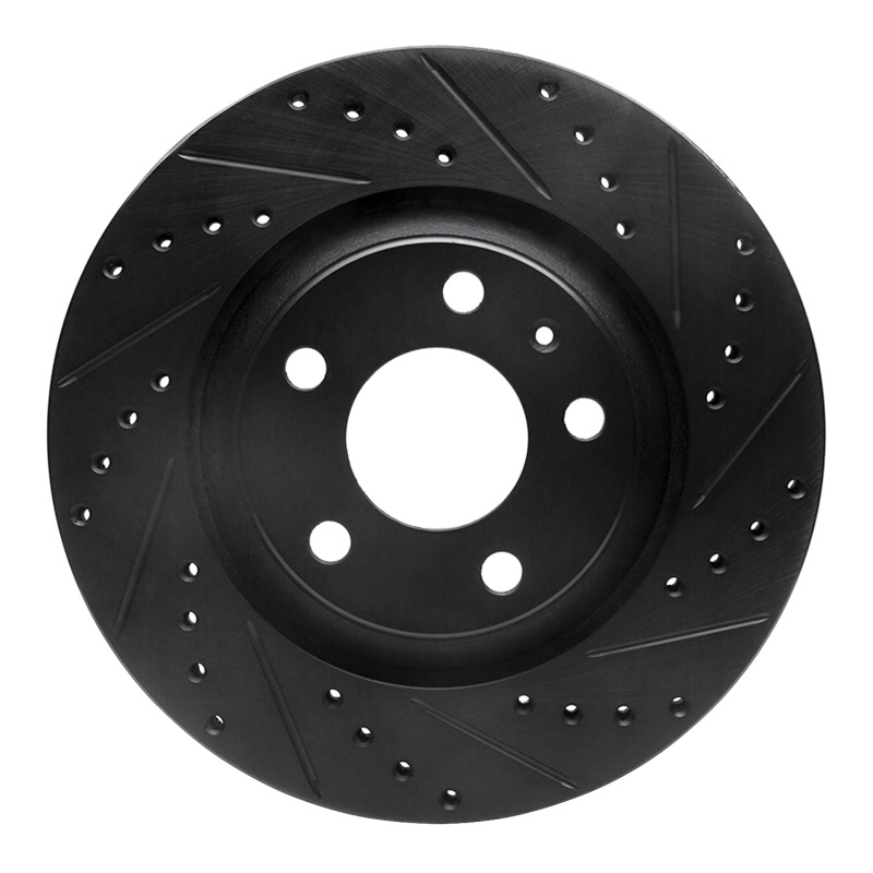 R1 04-09 Audi S4 Rear Right Drilled & Slotted Black Brake Rotor - 633-73032R