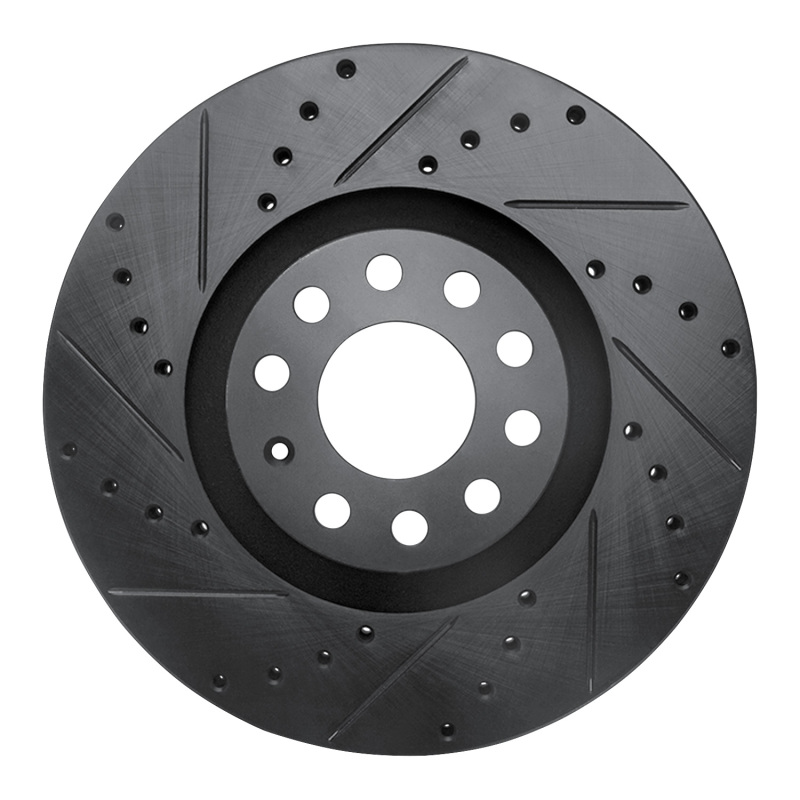 R1 98-09 Audi A4 (Mexico) Front Left Drilled & Slotted Black Brake Rotor - 633-73036L