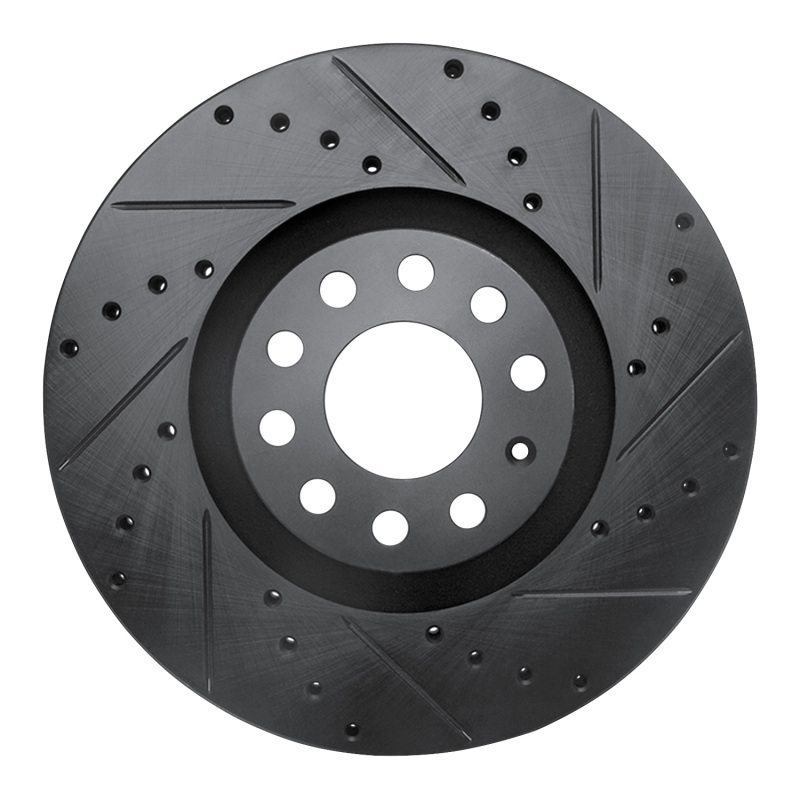 R1 98-09 Audi A6 (Mexico) Front Right Drilled & Slotted Black Brake Rotor - 633-73036R