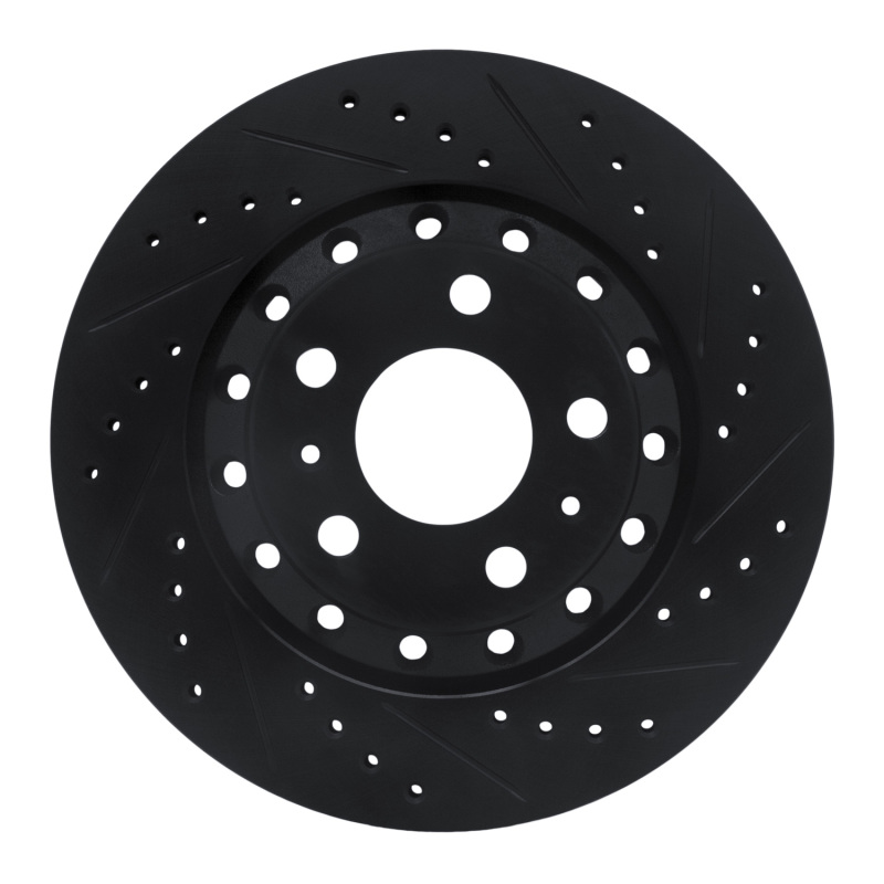 R1 04-10 Audi A8 Rear Right Drilled & Slotted Black Brake Rotor - 633-73040R