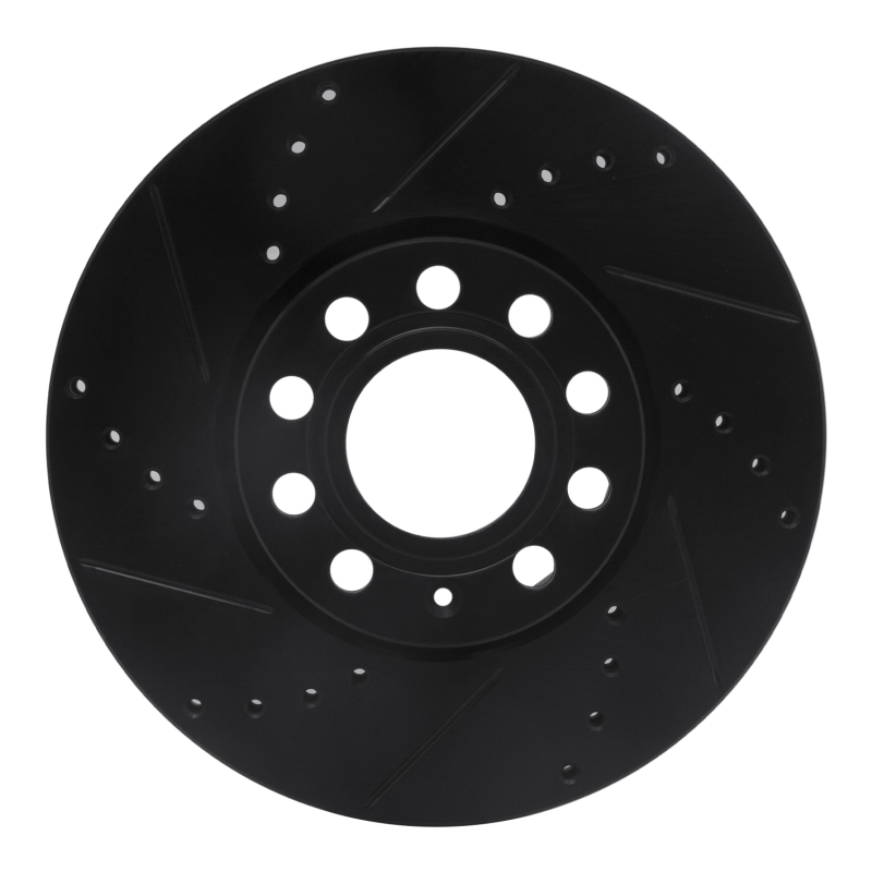 R1 92-08 Audi A4 (Mexico) Front Left Drilled & Slotted Black Brake Rotor - 633-73041L