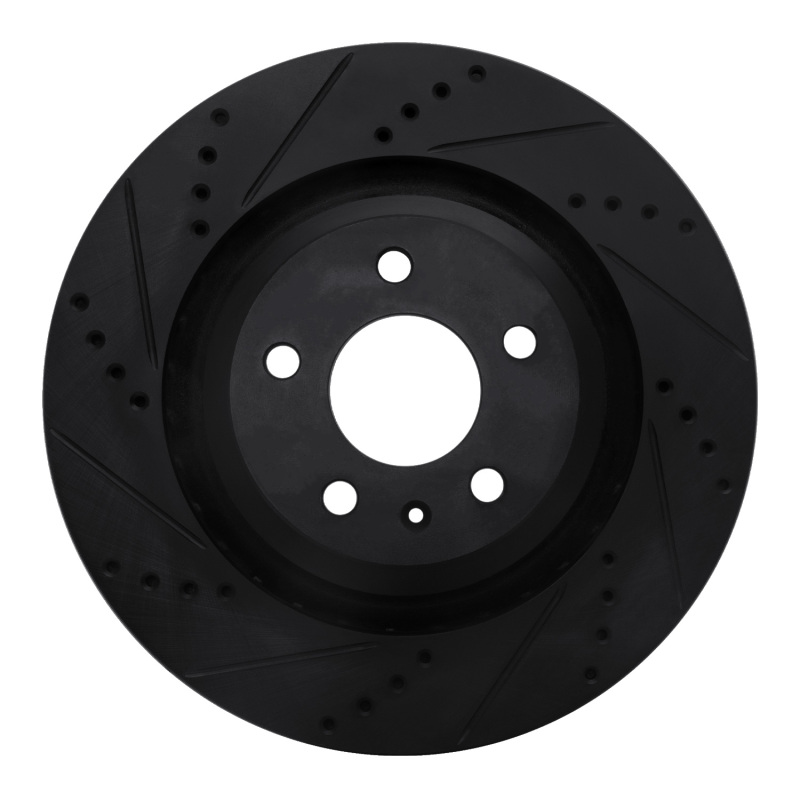 R1 07-11 Audi S6 Rear Left Drilled & Slotted Black Brake Rotor - 633-73051L