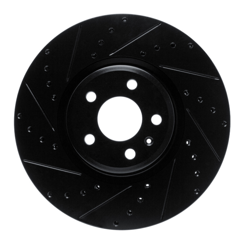 R1 2018-2025 Audi S5 Sportback Front Left Drilled & Slotted Black Brake Rotor - 633-73083L